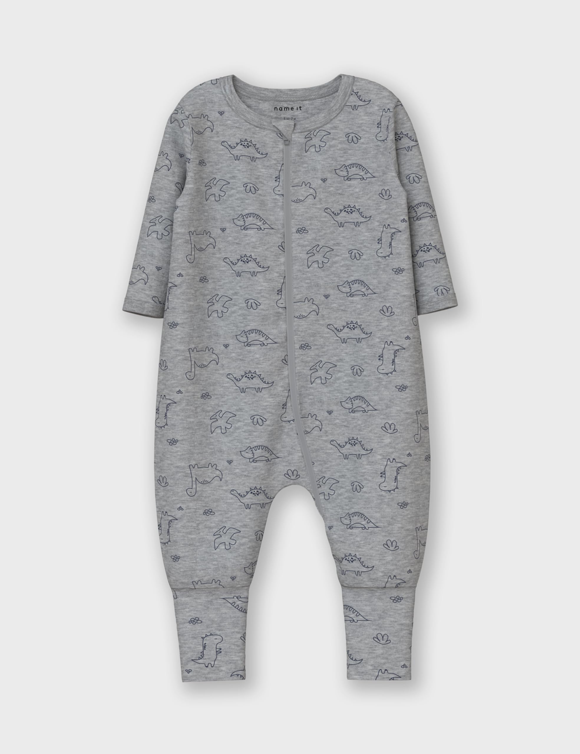 NAME IT Męski kombinezon Nbmnightsuit 2P Zip Ff Grey Dino Noos (2 sztuki), szary melanż, 74