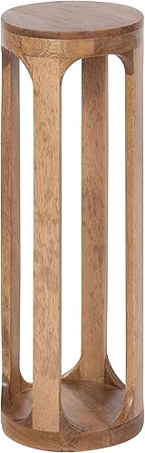 Miniatura 9 de Kate and Laurel Dahl - Mesa redonda de madera para bebidas; 12 x 23 pulgadas; encalada; mesa de pedestal circular de madera bohemia de transición