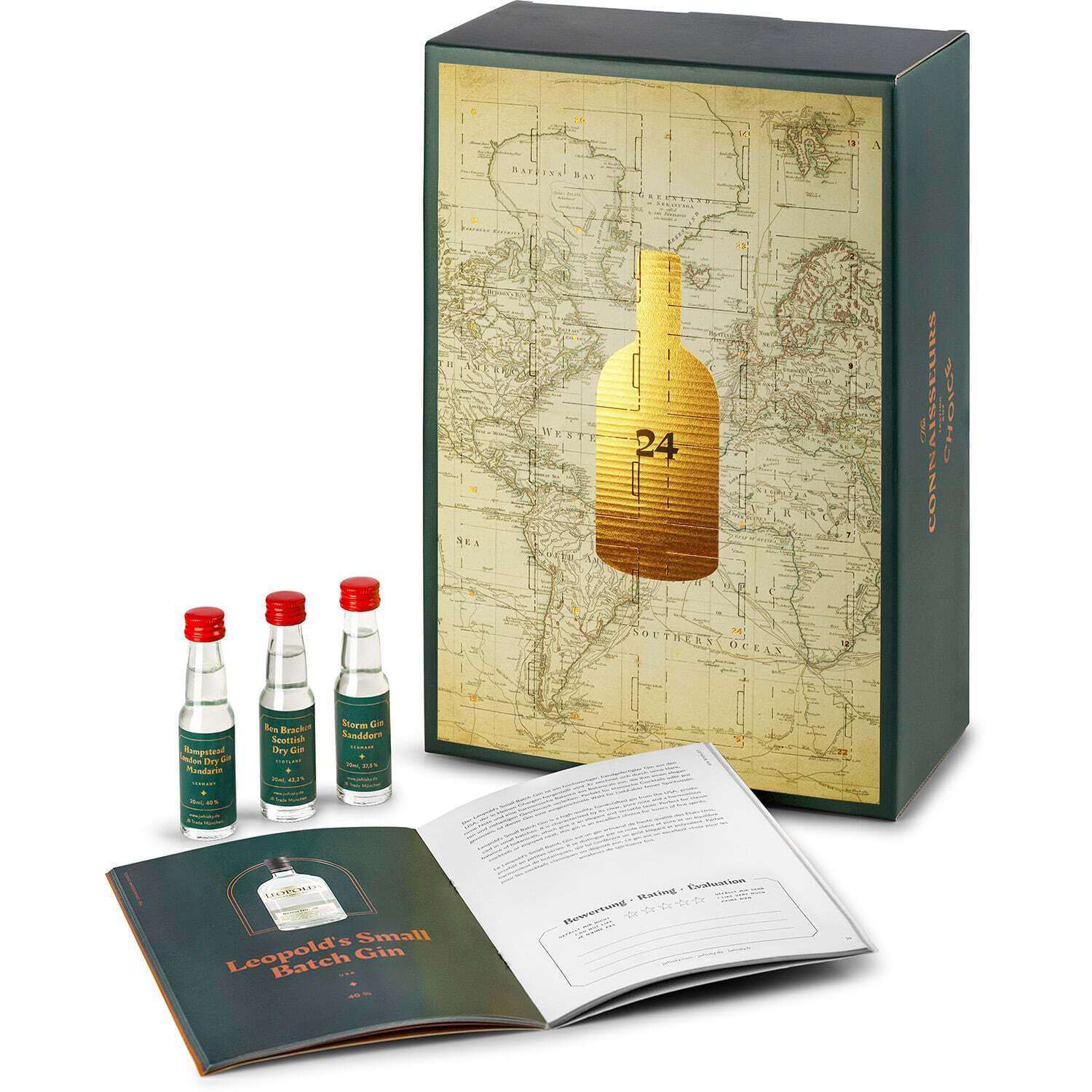 Gin Adventskalender Probierset (24 x 20ml) * Tasting Set mit Gins aus 12 Ländern * (122,92 €/L)