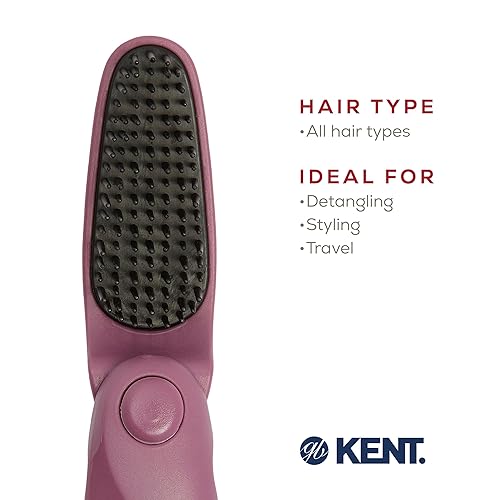 Vista 6 de Kent KCR10 Create - Cepillo de pelo plegable para peinar cabello corto, cepillo de viaje para hombres y mujeres, antiestático, estimulante del cuero
