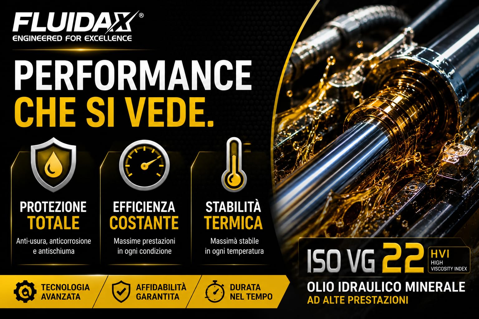 Olio Idraulico ISO VG 22 HVI 5 Litri – Lubrificante Idraulico ad Alto Indice di Viscosità – Antiusura, Anticorrosione e Antischiuma – per Trattori, Escavatori, Muletti e Impianti Idraulici