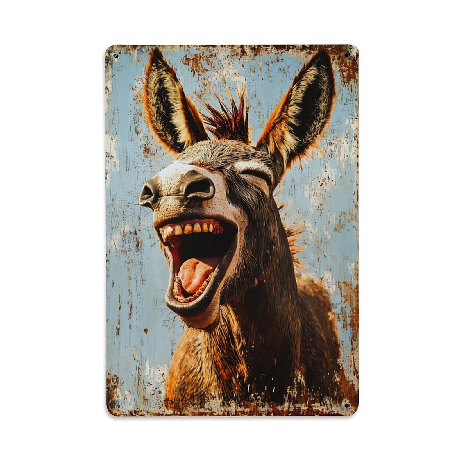 Jdfenggu Vintage Laughing Donkey Rustic Art Print Retro Metal Tin Sign, Decor Art Poster For Bar, Home, Man Cave, Kitchen, Laundry Room Gift 8X12inch
