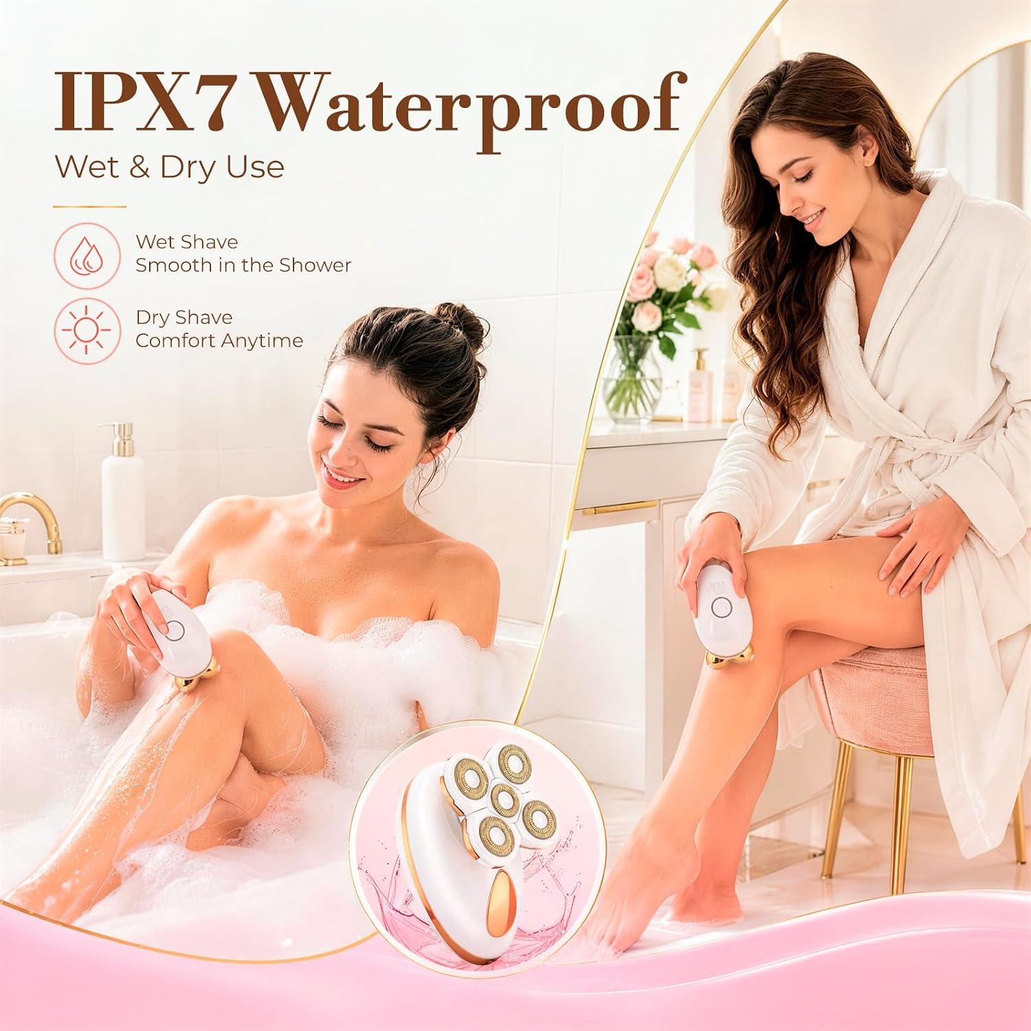 5-in-1 Electric Razors for Women, Rechargeable Full Body Electric Shaver