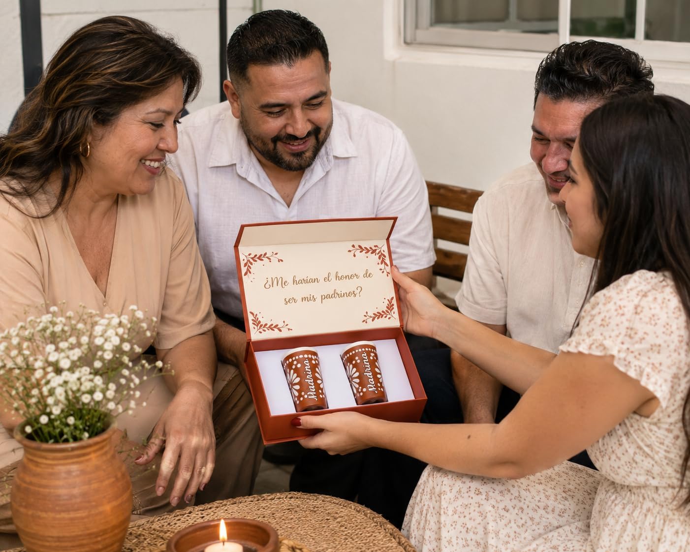Madrina & Padrino Proposal Gift Set – Godparent Proposal for Baptism, Handmade Clay Shot Glasses in Premium Gift Box |, Quinceañera, Wedding & Special Celebrations