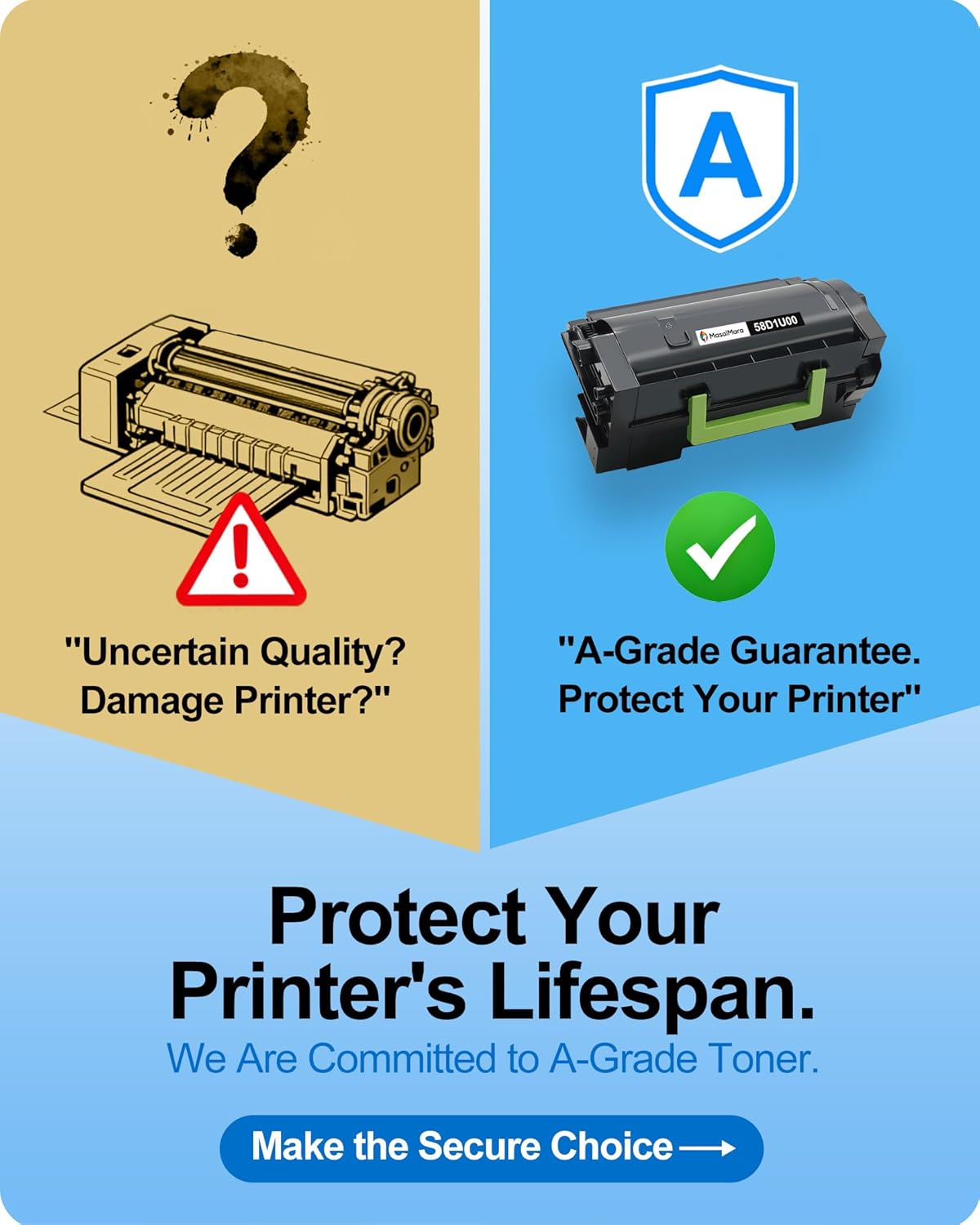 MasaiMara 58D1U00 Ultra High Yield Toner Cartridge for Lexmark MS725 MS725dvn MS823 MS823dn MS823n MS825 MS825dn MS826de MX722ade MX722adhe MX822ade MX822adtfe MX822adxe, MX826ade MX826adxe Printer