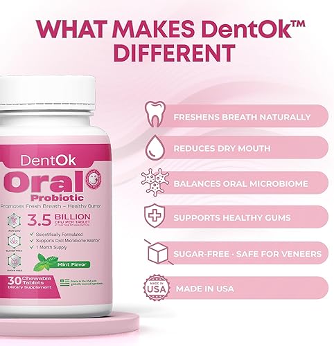 Miniatura 3 de Probióticos orales para mujeres, probióticos para el mal aliento y la salud de las encías, tratamiento del mal aliento para mujeres, tabletas