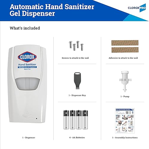 Miniatura 4 de CLOROX Pro - Dispensador automático de gel desinfectante de manos para montaje en pared, solución sin blanqueador, para uso en oficina y comercial,