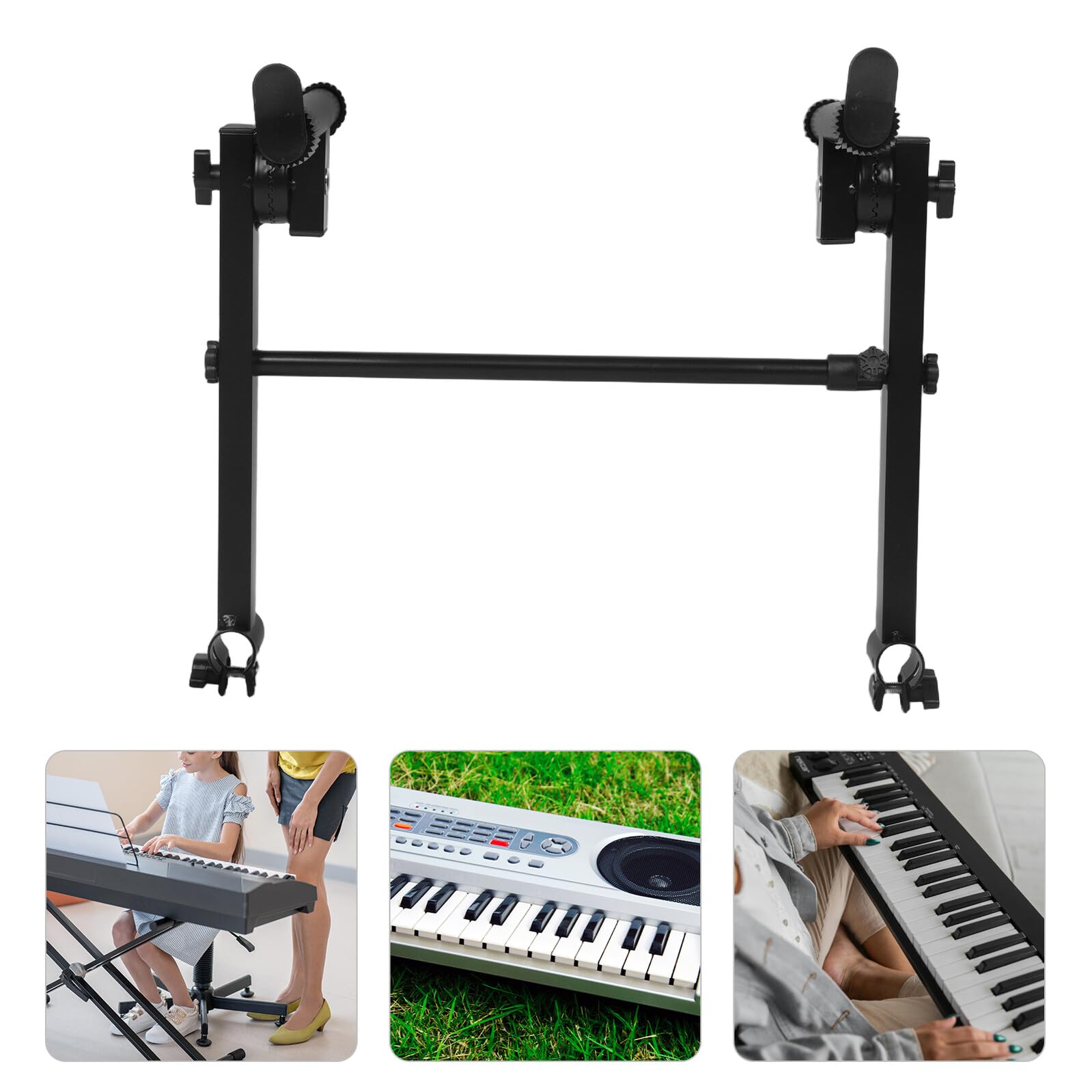 Regulowany Stojak Do Klawiatury z Adapterem Metalowy Podwójny Uchwyt Pianino Cyfrowe z Regulacją Kąta i Stabilny Stojak Instrument Klawiszowy Do Studia Sceny i Domu