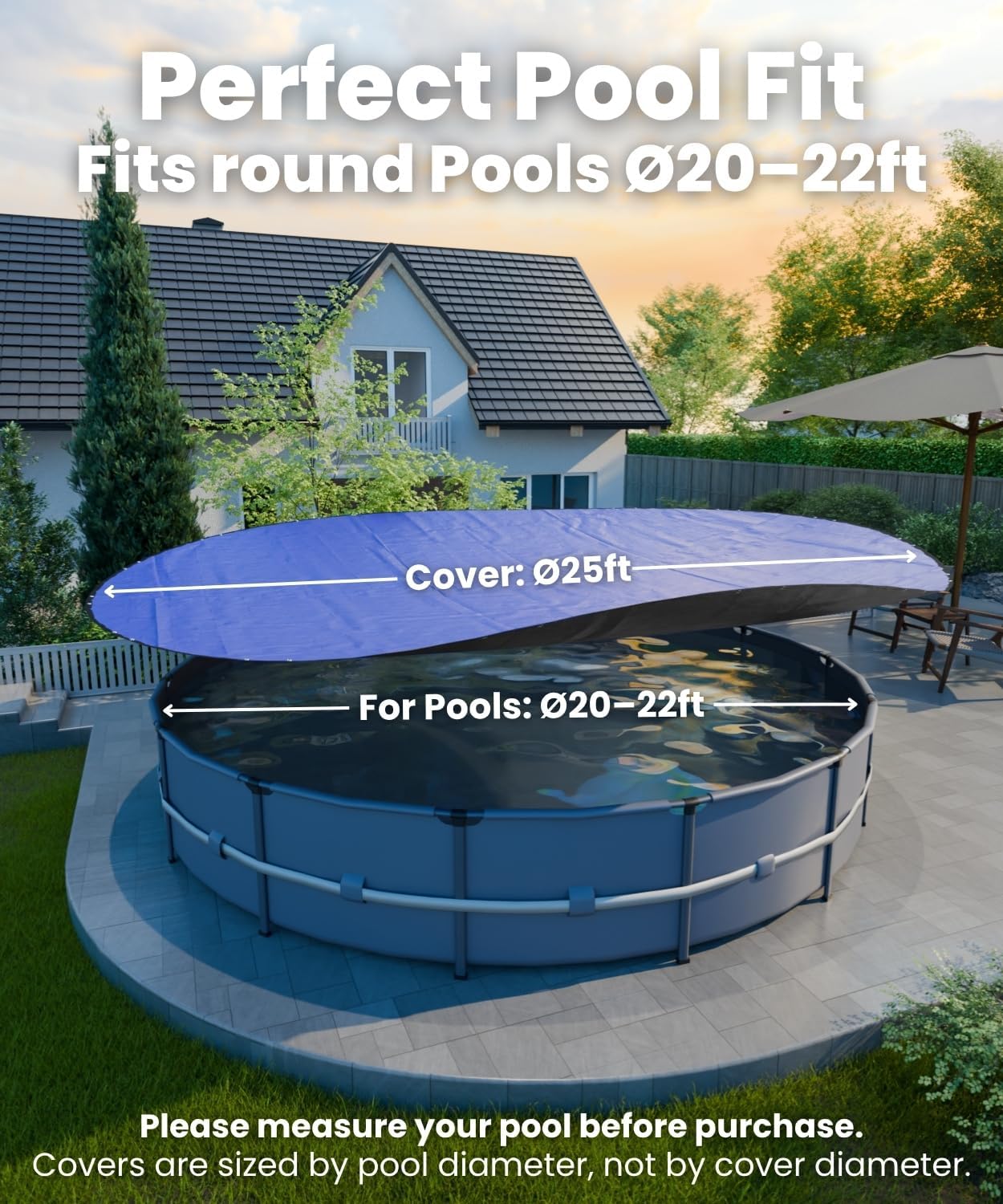 21 Foot Round Winter Pool Cover with Strong-Hold System | Triple-Layer 21 Ft Pool Covers for Above Ground Pools | 2-in-1 Swimming Pool Cover for Winter & Summer | Cold & UV Resistant 21Ft Poolcover