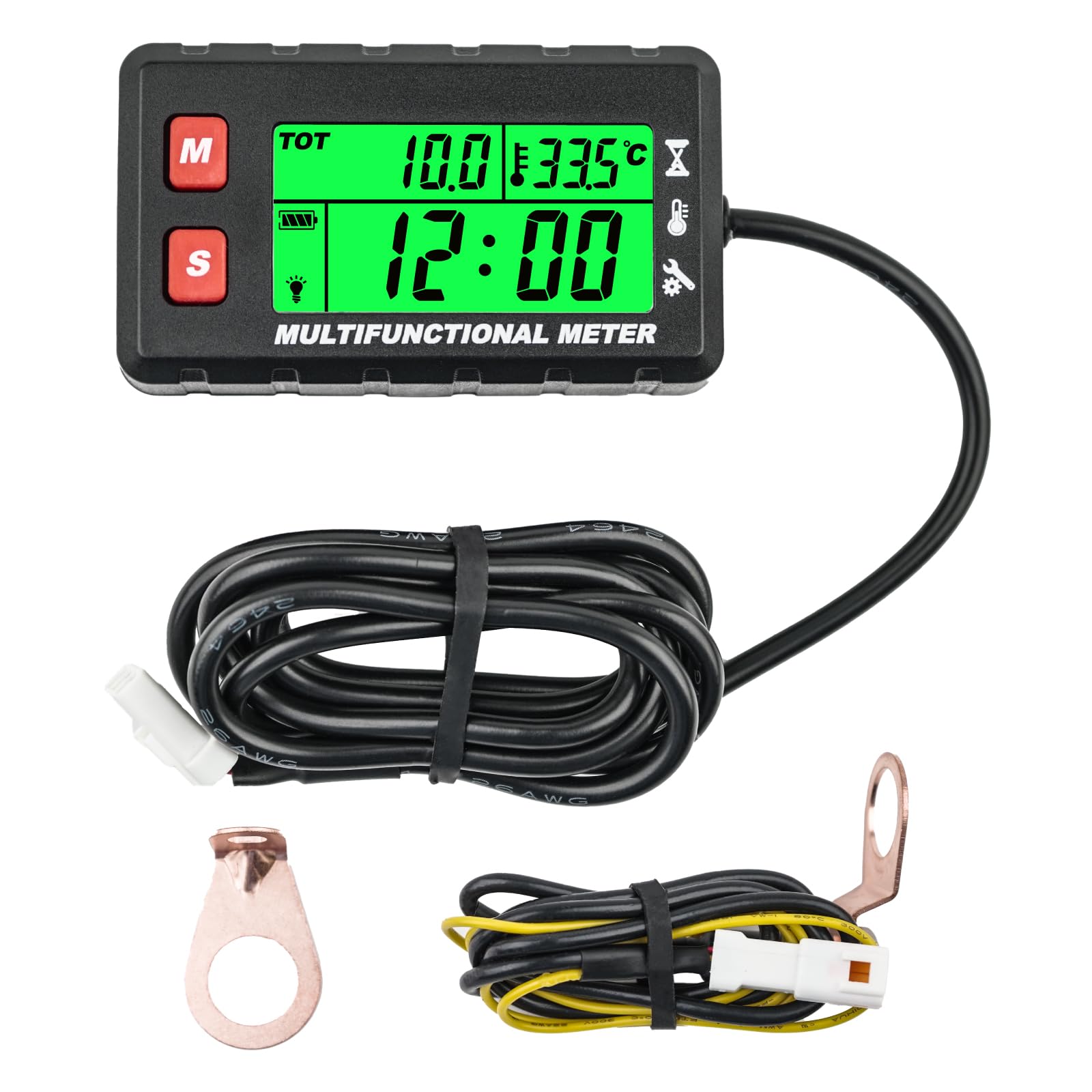 Runleader RL-HM058F Digital Engine Temp Gauge, Maintenance Tach/Hour Meter,Battery Replacement for Lawn Mower Generator Motorcycle ATV Outboard Motor Snowmobile etc