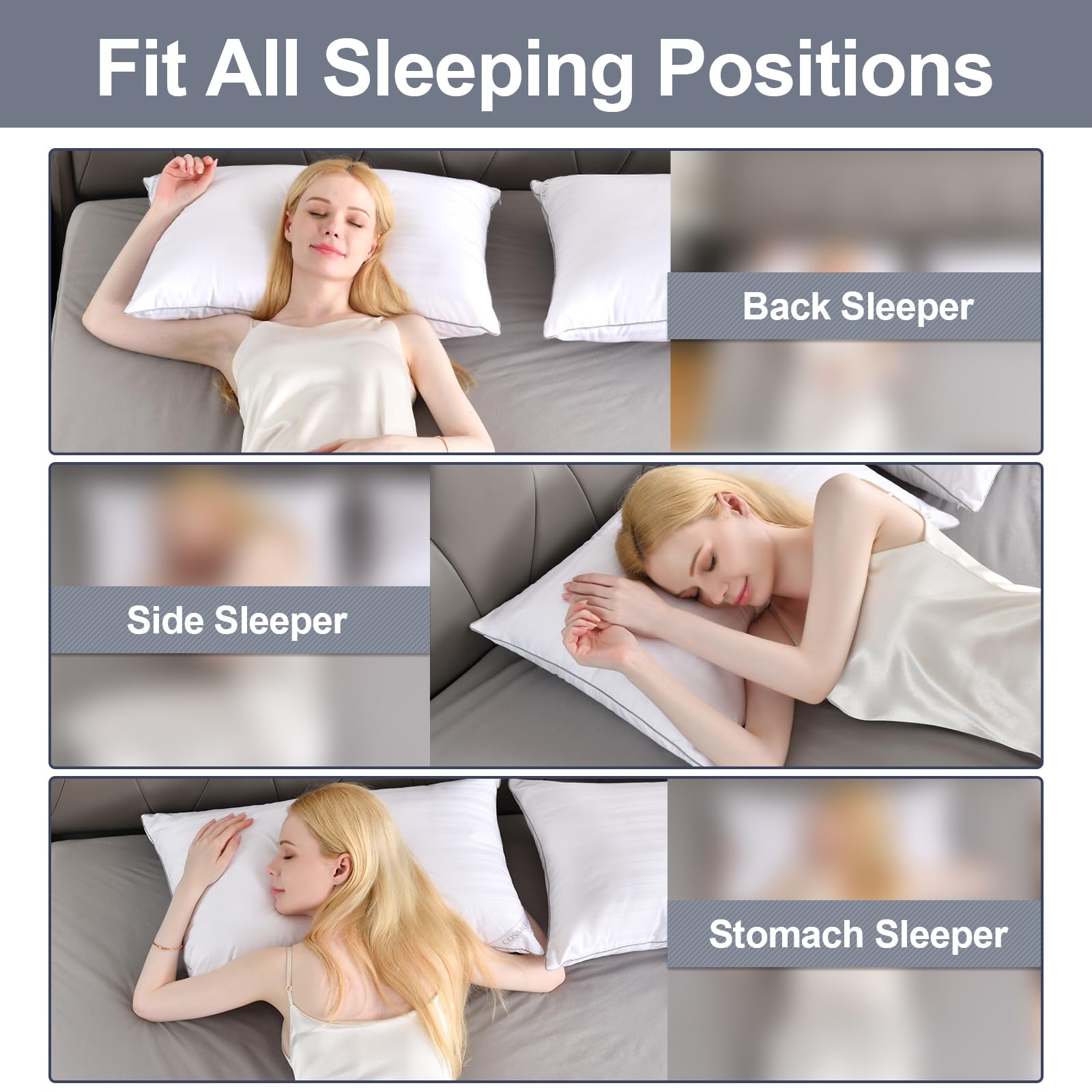 OTOSTAR Set di 4 cuscini per letto king size, per dormire, rinfrescanti, con imbottitura in microfibra 3D, traspiranti, per schiena, stomaco o per chi dorme sul fianco, morbidi cuscini soffici per