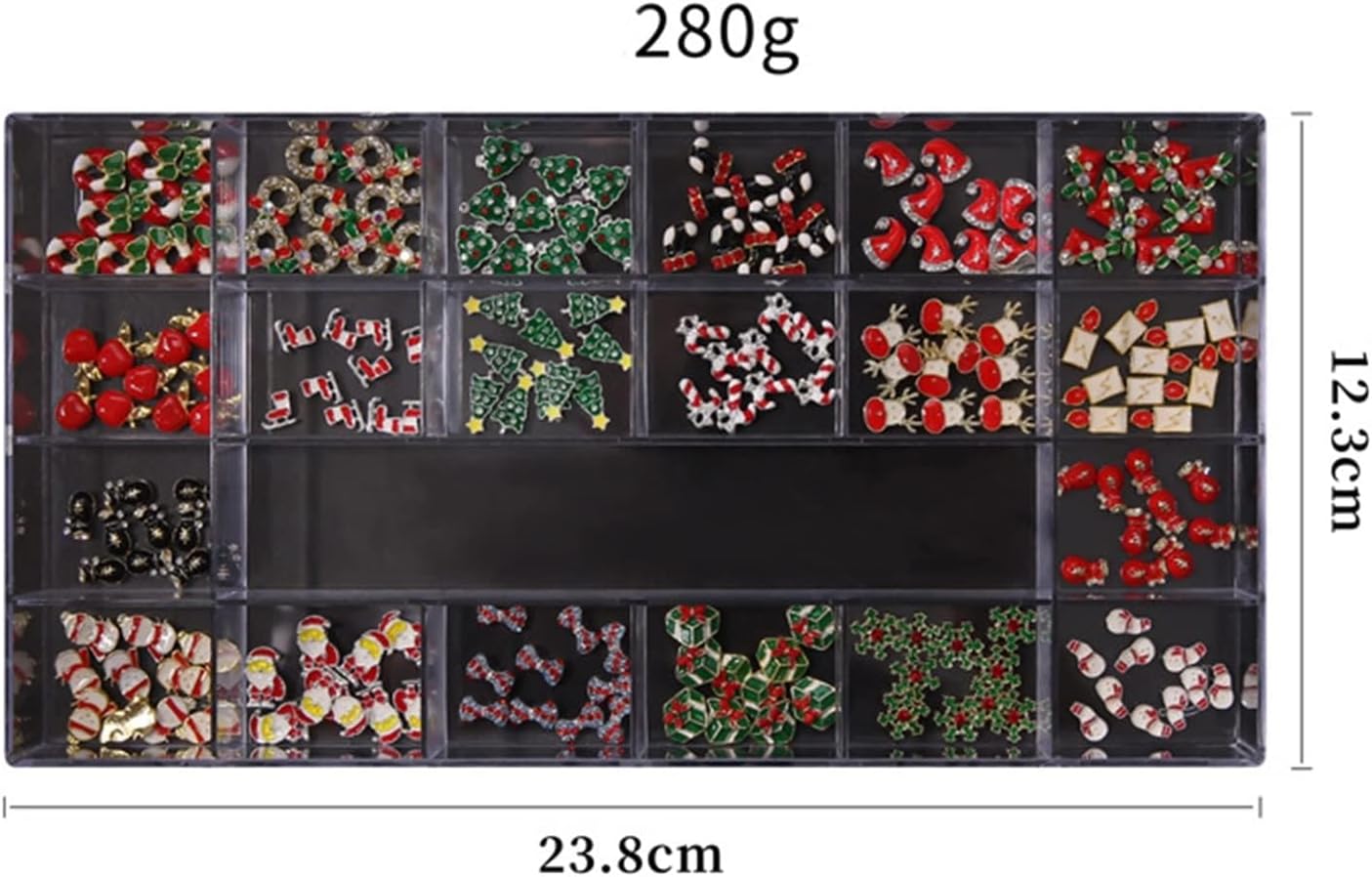 yaoqijie 240pcs/box Christmas Nail Art Styling Metal Alloy 3D Strap Rhinestone Nail Stickers DIY Nail Art Decorations Lasting (Color : 240pcs)