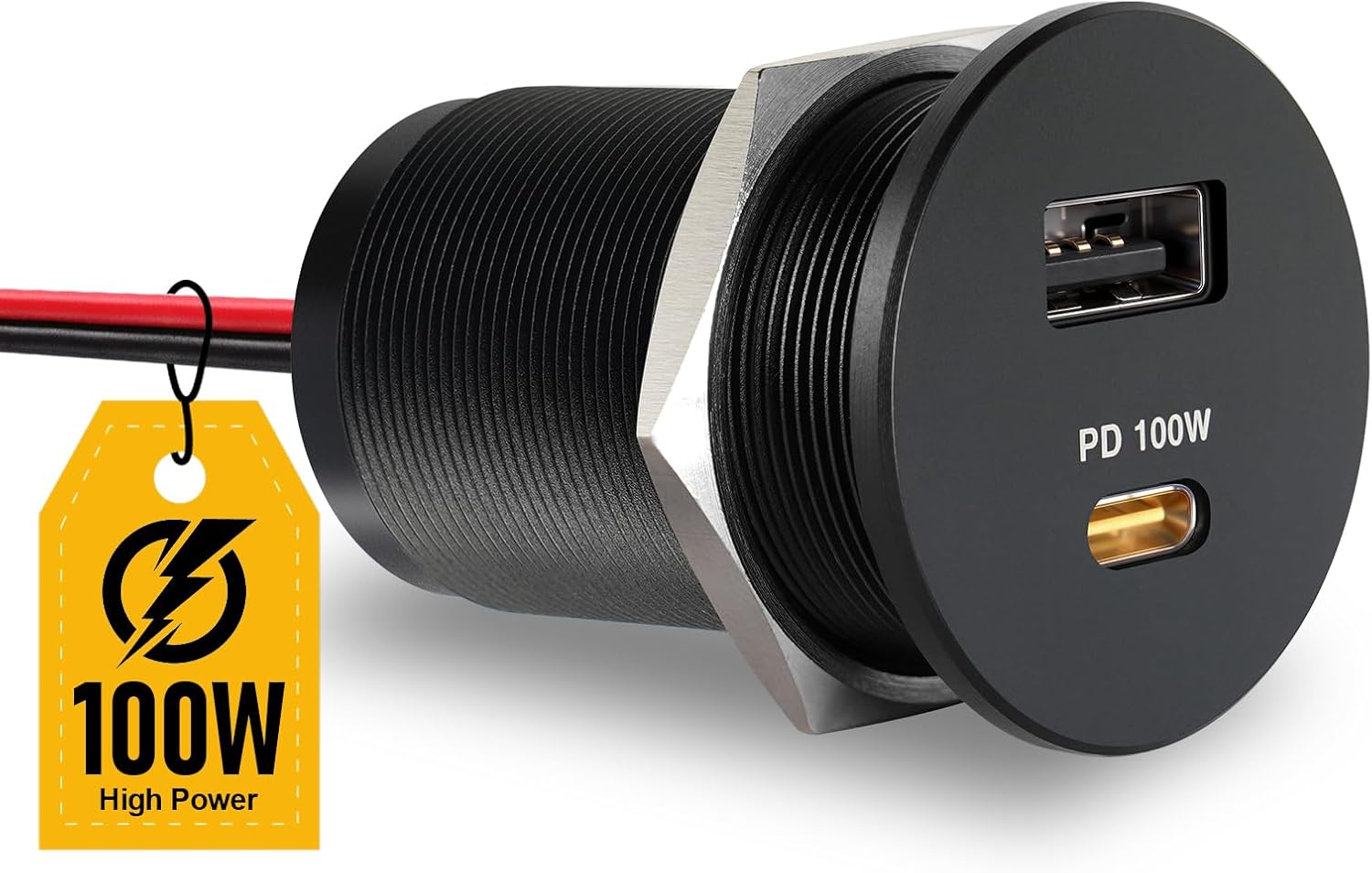 Acegoo 118W 12V USB Outlet 100W Type-C Laptop Car Charger,18W QC3.0 USB-A Dual Port Fast Charging Socket, Replacement Car Charger Accessories for RV Camper Trailer Truck Boat Golf (1Pcs)