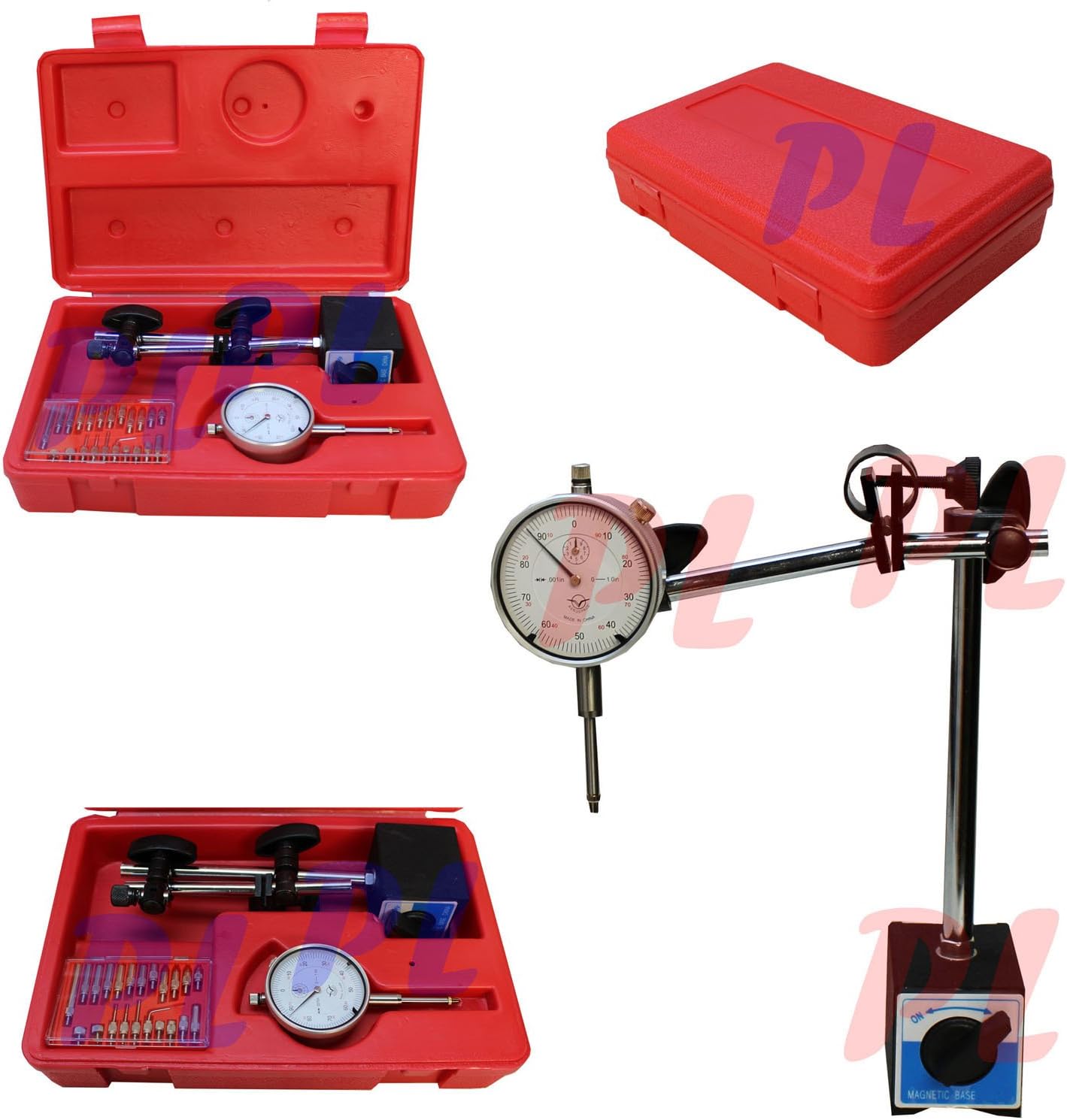 1'' Dial Indicator with Magnetic Base Fine Adj .001 Graudation + 22 Point Set