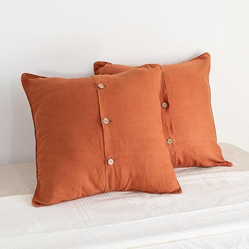 Miniatura 125 de S VICTORY SYMBOL 100% Organic Linen Pillowcases 20"x30" Set of 2,French Natural Flax Soft Durable Pillowshams Sandy Beige,Standard