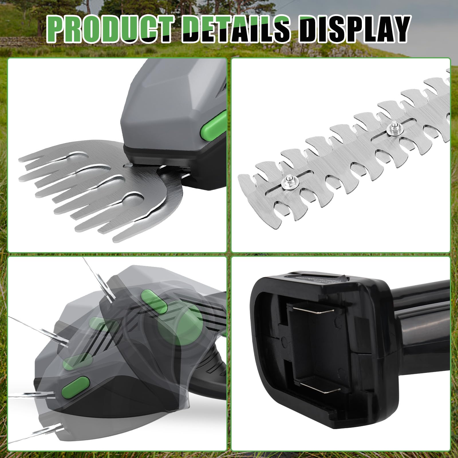WingFly Tagliasiepi a Tosaerba Batteria Compatibile con Makita 18v, 2 in 1 Taglia Siepe Giardino a Batteria, Tagliasiepi Elettrico (Lunghezza di Taglio 130 mm e 220 mm) - Grigio