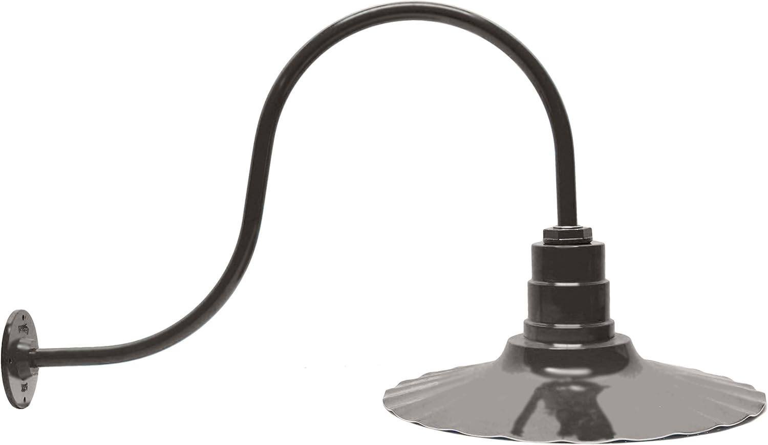 Ark Lighting 14" Radial Wave Steel Dome | Upward Sloping Gooseneck | 30 1/4" Long Fixture | Farmhouse Light (Dark Bronze)