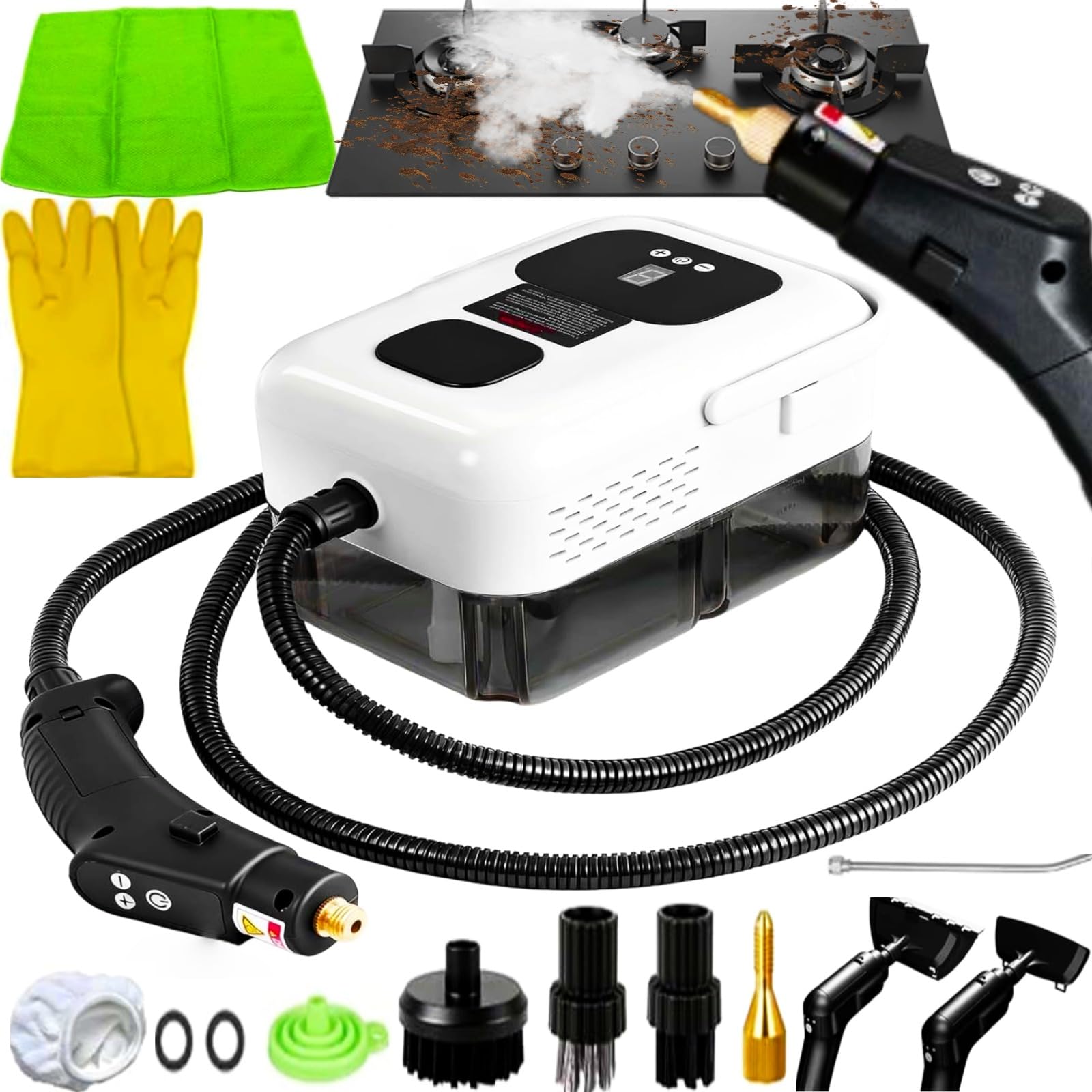 Nettoyeur Vapeur, 2500W 9 Vitesses Nettoyeur à Main Et Balai Vapeur, Nettoyeur Vapeur Haute Pression Professionnel pour Tous Les Meubles de Cuisine, Canapés, Sol, Salle de Bain, Carrelage