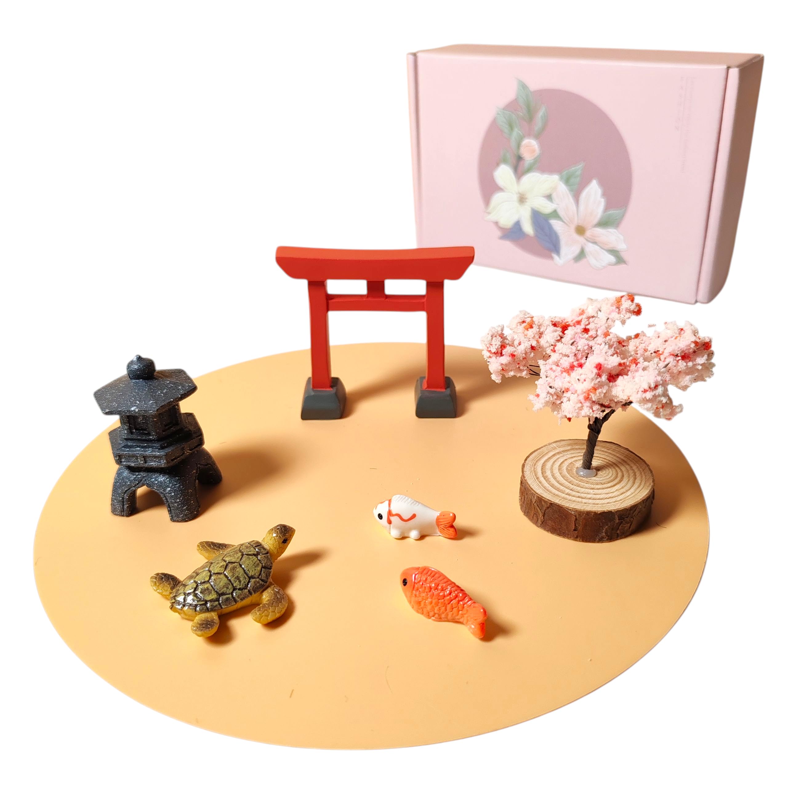 Miniature Desktop Zen Garden Accessories, DIY Zen Garden Fairy Garden Miniatures, Japanese Gift Idea, Terrarium, Dollhouse, Bonsai Decorative Craft Kit (Holiday Special 6pcs Set)