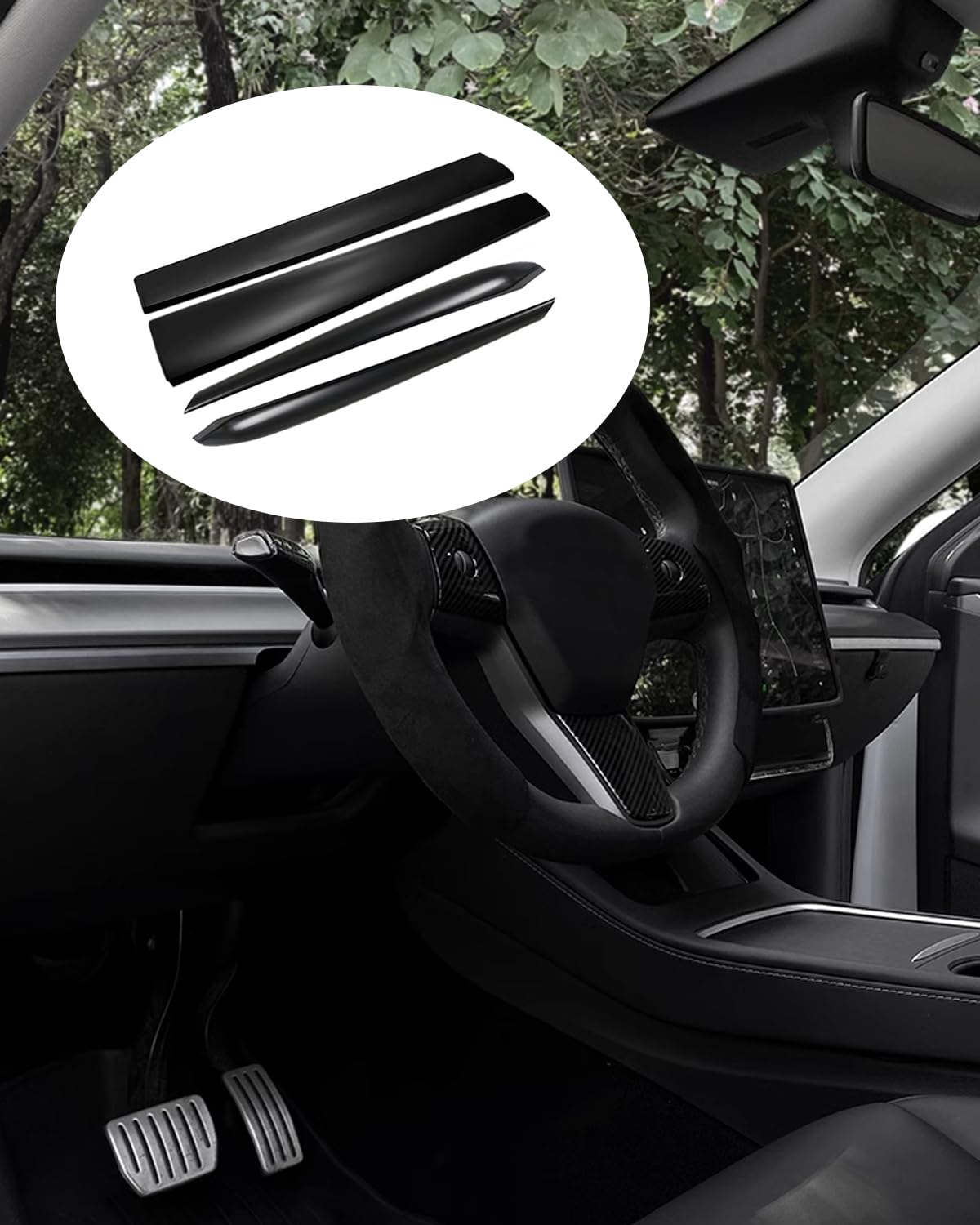 Mattweiße Armaturenbrettabdeckung und Vordertürabdeckung, kompatibel mit Tesla Model 3 (2021–2023) und Model Y (2019–2023), nicht für Performance (mattschwarz)