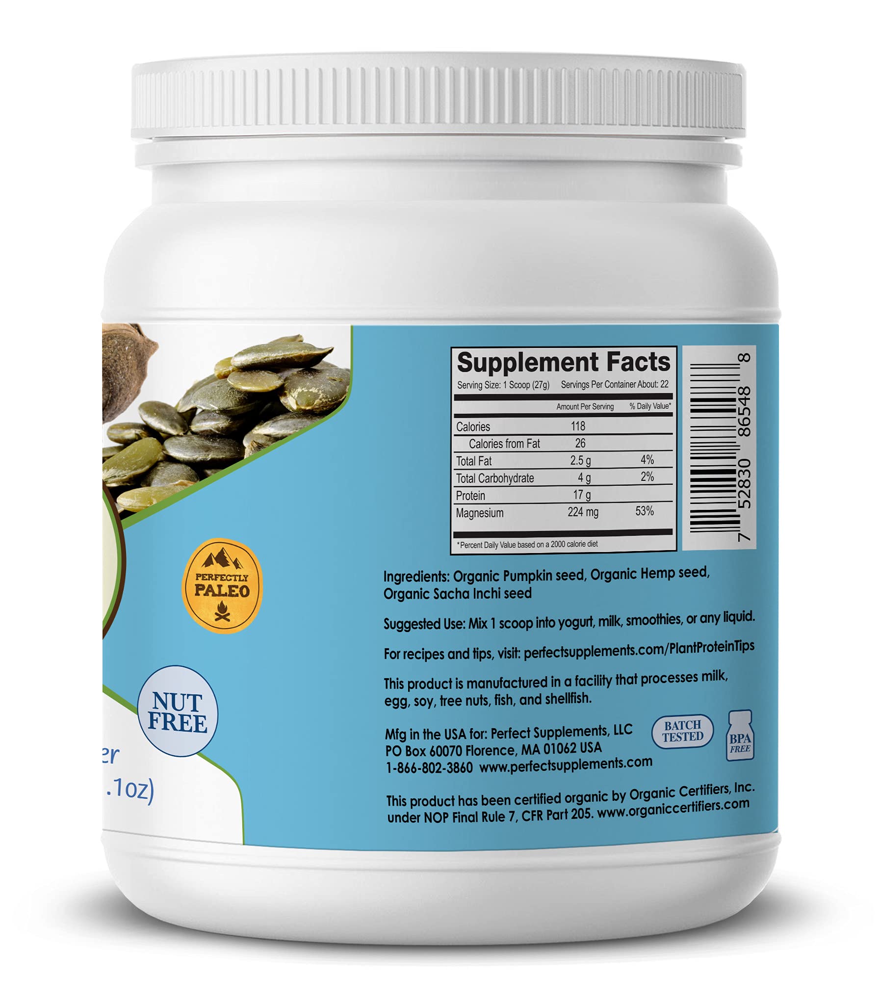 Perfect Supplements – Perfect Plant Protein Powder – 600 Grams – Pumpkin Seed – Hemp Seed & Sacha Inchi — Amazon image 2