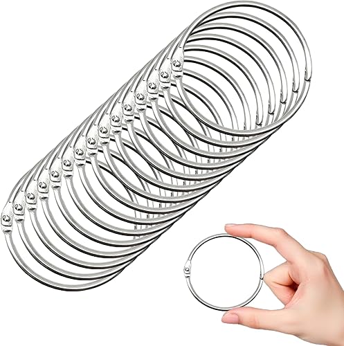 OWLKELA Paquete de 15 anillos de hojas sueltas de 2 pulgadas, llavero con metal chapado en níquel para tarjetas de índice, ideal para la escuela, el
