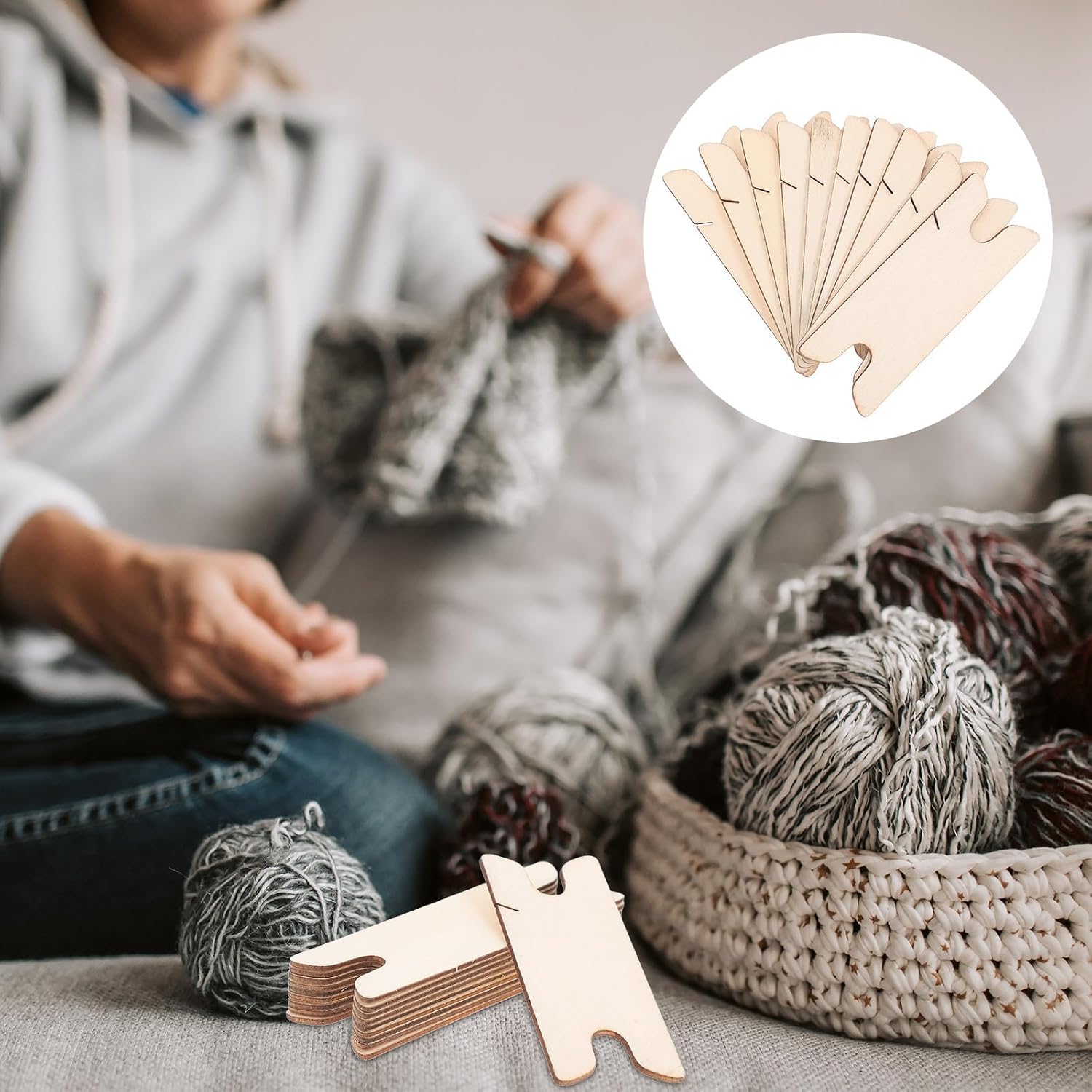 Wood Weaving Shuttle Beige 10pcs, for Beginners and Professionals