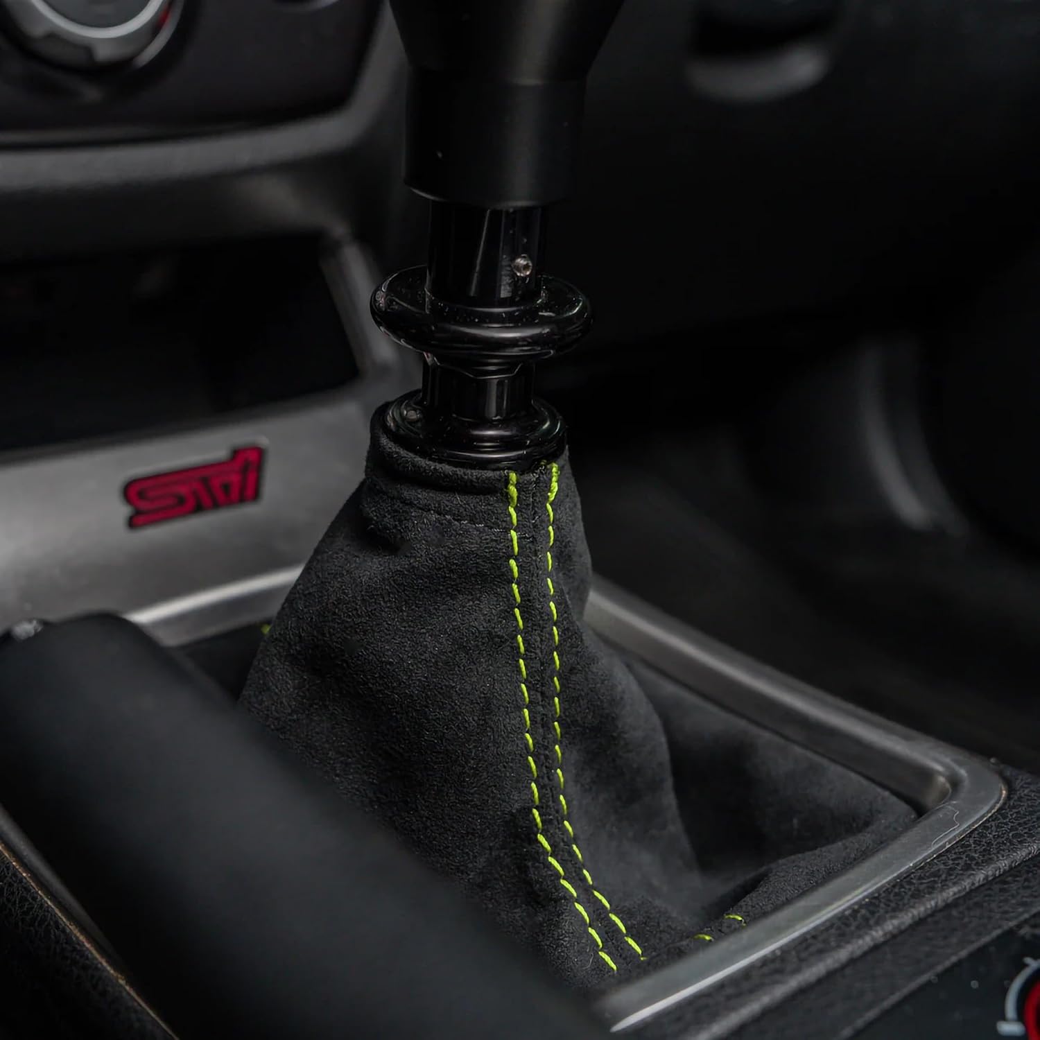 Billetworkz Shift Boot and E-Brake Boot Combo for Subaru STI (2008-2014) - Made with Premium Microsuede Fabric, Black Neon Yellow Stitching