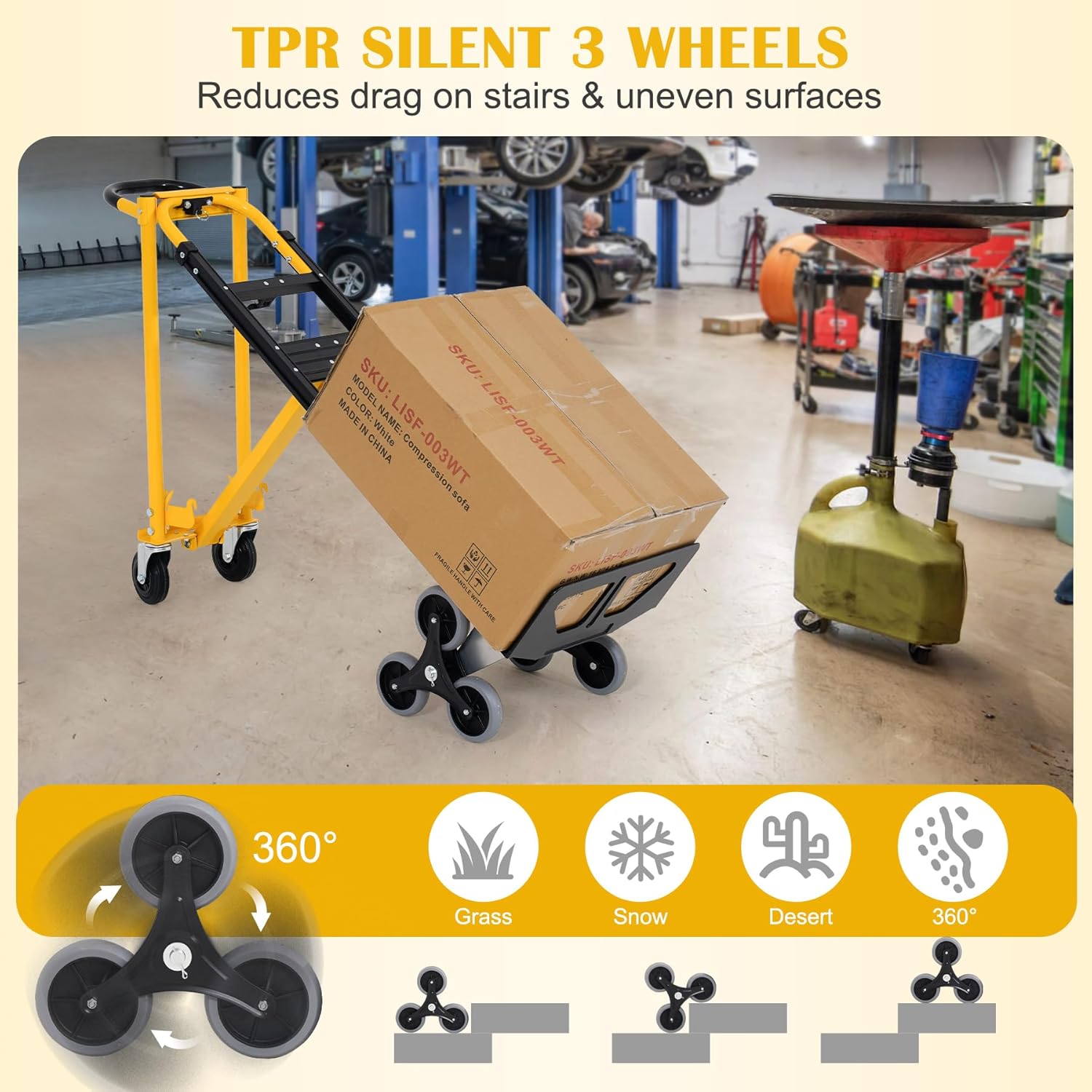 Heavy Duty 3-in-1 Aluminum Convertible Hand Truck Dolly Cart, 800 lbs Capacity, Folding  Adjustable Frame with Rubber Wheels, Ergonomic Handle - for Warehouse, Supermarket, Garden (Industrial Use)