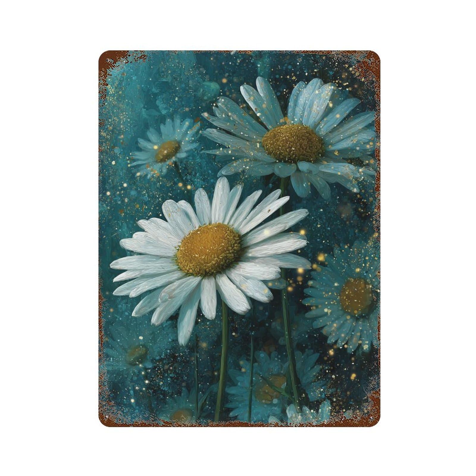 Glowing Daisy Garden Decorative Tin Sign 15.7"x11.8", for Garage, Bar And Workshop Decor, Novelty Wall Decor