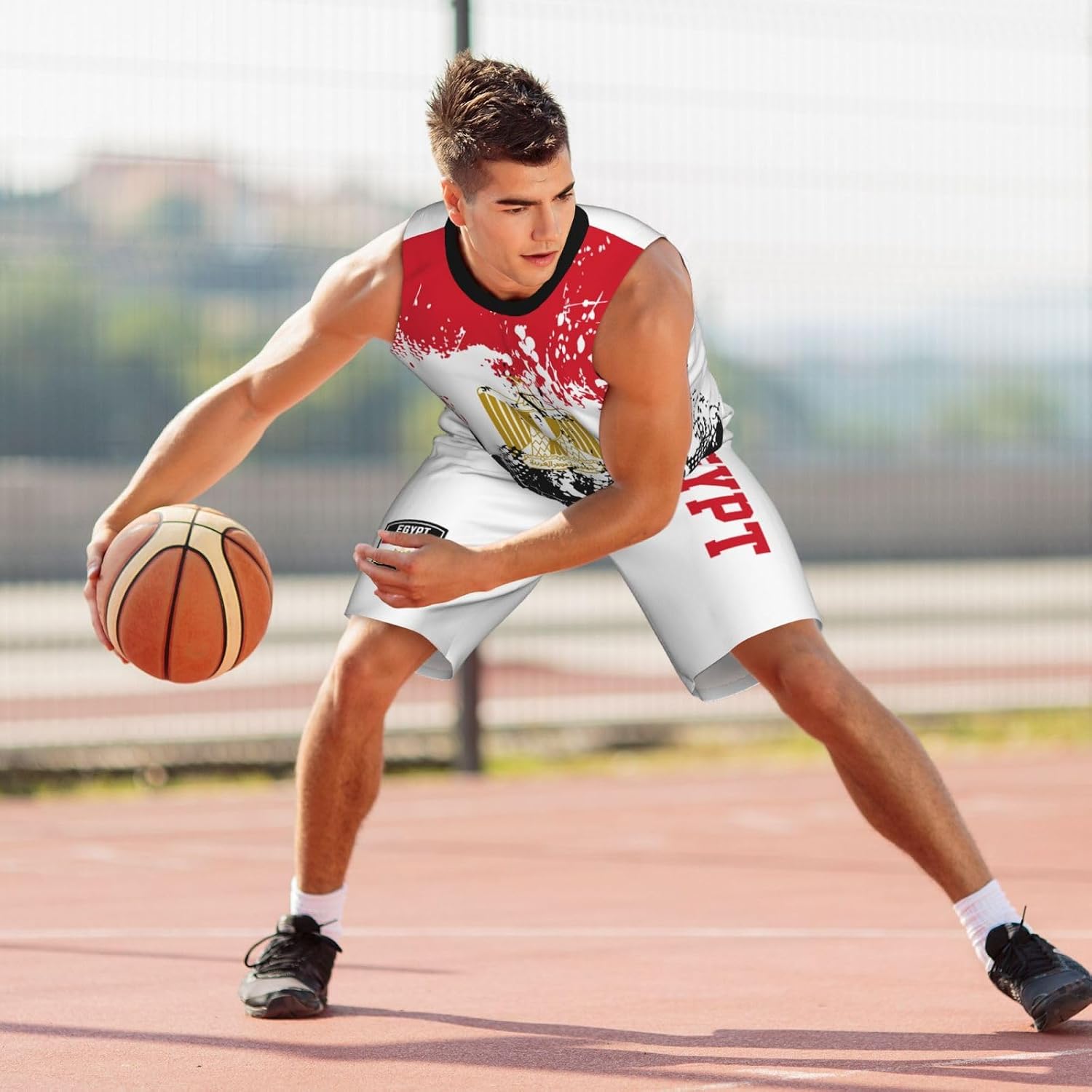 Egypt Flag Grain (3) Basketball Jersey Uniform Suit for Men Adults Training Athletic Set