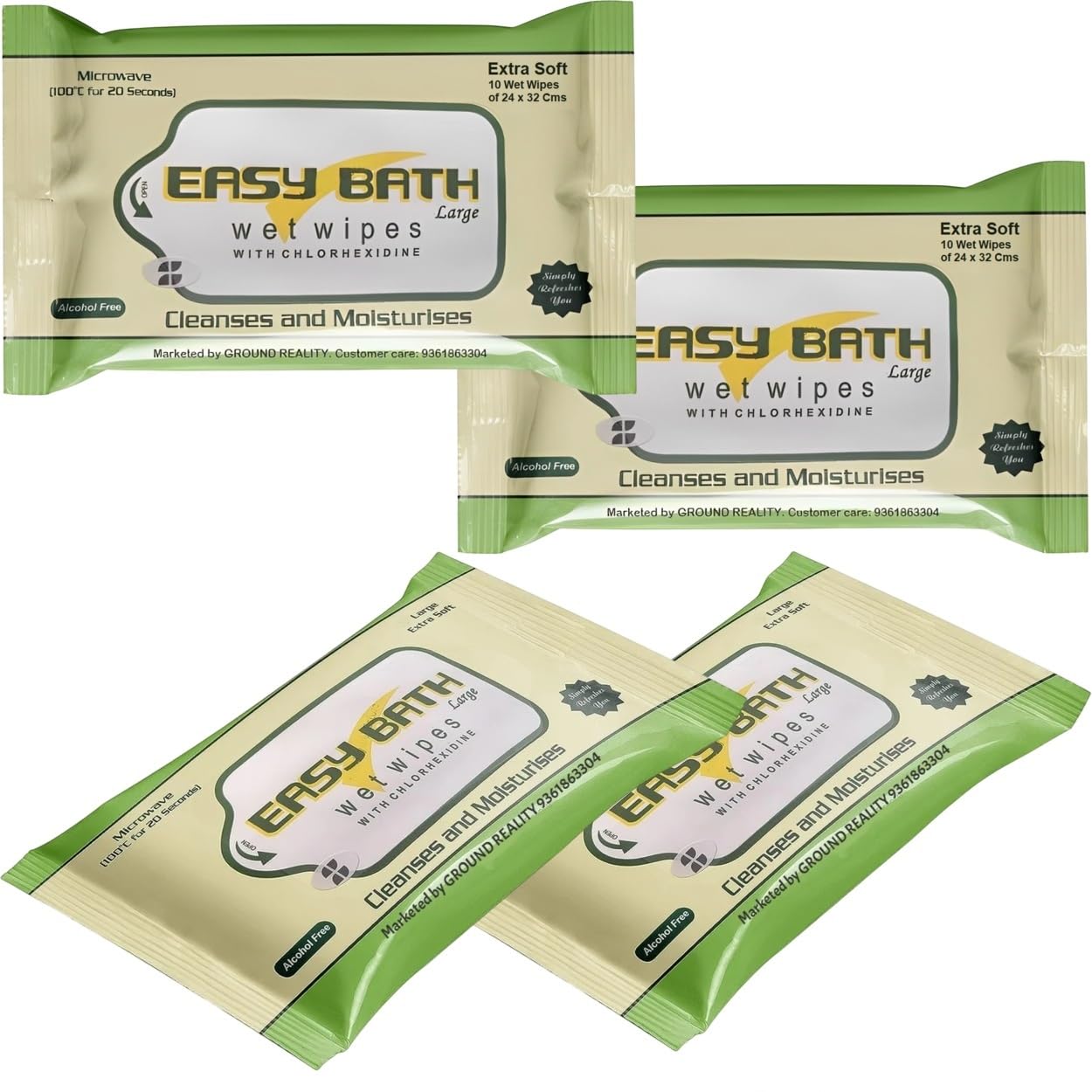 LUREME (4 Pack of 40 Towels) Easy Bath wet wipes Hypoallergenic for Elders Patients Adults Men Women | Face Cleaning Travel Pack Home Care Hospital Doctors Choice Easy Eco Bath Body Wet Wipes