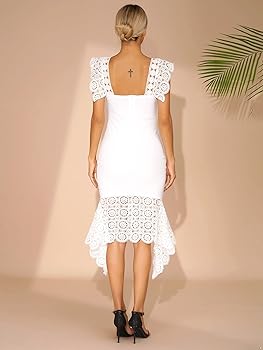 Amazon.com: ranrann Women's Smocked Bodycon Fly Sleeve Silm Mermaid Dress Ruffle Party Cocktail Pencil Midi Dress White Small : Clothing, Shoes & Jewelry Amazon.com: ranrann Women's Smocked Bodycon Fly Sleeve Silm Mermaid Dress Ruffle Party Cocktail Pencil Midi Dress White Small : Clothing, Shoes & Jewelry