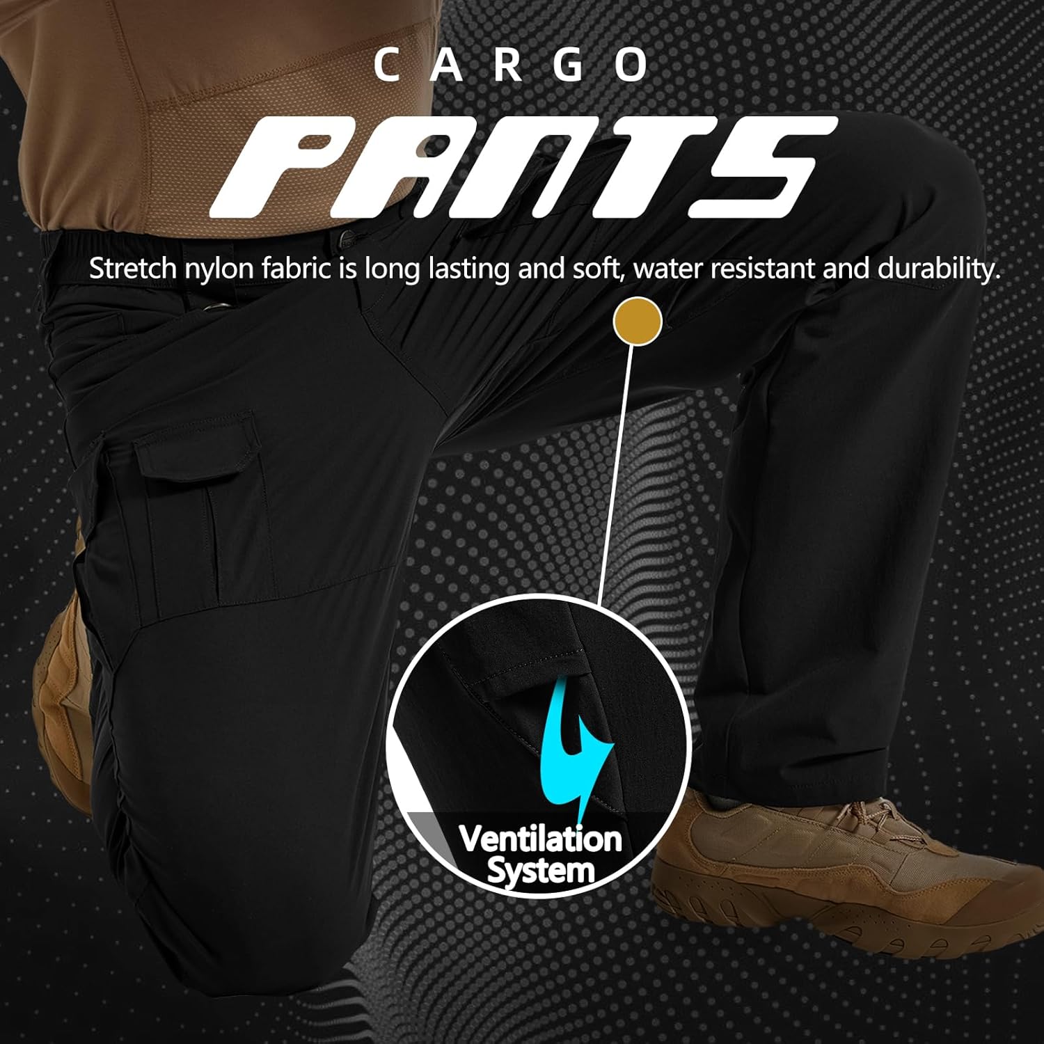 Men's Quick Dry Cargo Pants Water Resistant Tactical Pants Lightweight Stretch Outdoor Work Hiking Pants - Image 4