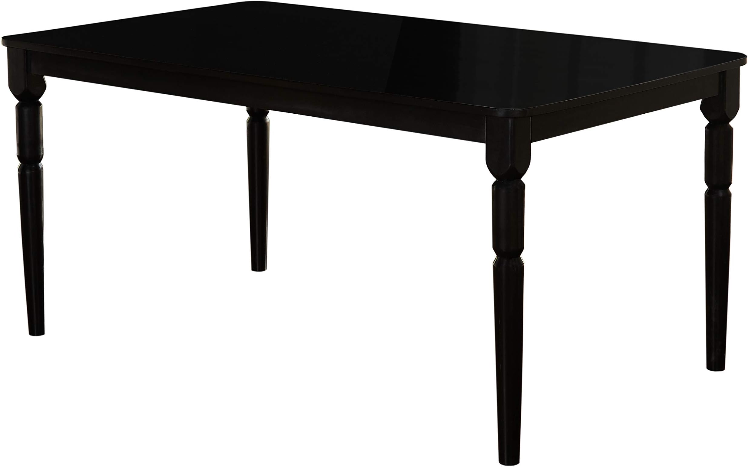 Target Marketing Systems Albury Mid Century Modern Turned Legs Dining Table, 59", Black