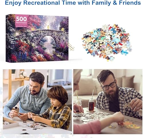 Miniatura 5 de Rompecabezas de 500 piezas para adultos, puente de arco de 20.5 x 15 pulgadas, 500 piezas grandes para niños y adultos, rompecabezas de 500 piezas