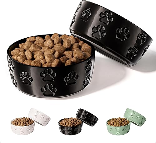 Miniatura 11 de Juego de 2 cuencos de cerámica para perros con base antideslizante, 6.5 pulgadas de ancho x 2.5 pulgadas de alto, cuencos de cerámica para perros