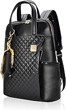 Laptop Backpack for Women Slim Travel - Laptop Bag Computer Case Fit up to 15.6-inch Notebook Lightweight Medium Size Purse for Work Bookbag Water-resistant Business Fashion Stylish PU Leather Black