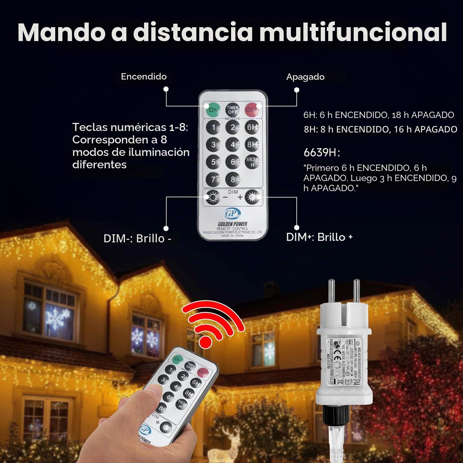 WOWDSGN [430 LED Guirnalda Luminosa de Navidad, 14 Metros | Con temporizador | 8 Modos | Resistente al agua IP44 | Adecuada para uso interior y exterior, bajo aleros y en terrazas]