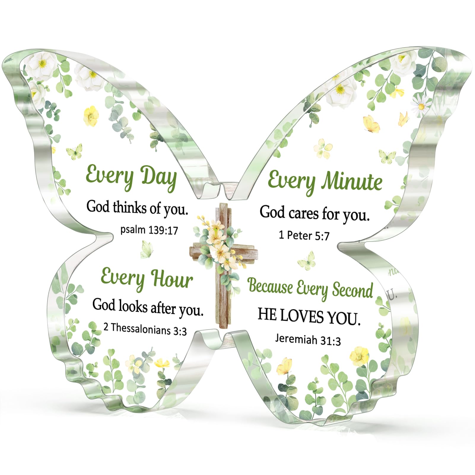 Photo 1 of Christian Gifts for Women Faith, Butterfly Acrylic Plaque Sign, Religious Gifts for Women on Mothers Day Birthday Christmas, Spiritual Present for Female Friend Family, 5x3.8x0.5 Inch - Green