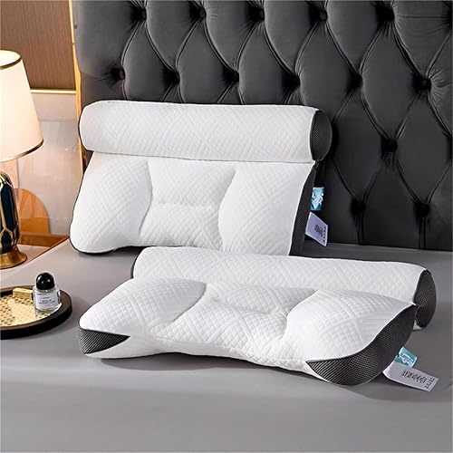 Miniatura 7 de lfjfaecx Sumoze - Almohada ergonómica de plumón de ganso, almohada de espuma viscoelástica para cervical ergonómica, soporte cervical para mejorar