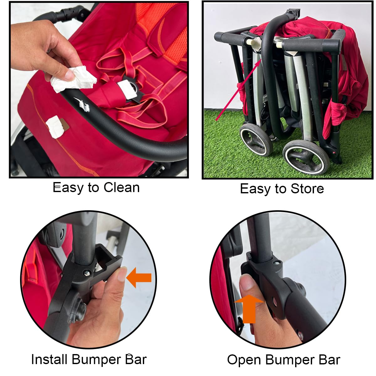 Accessori per passeggino per passeggino gb Pockit+/Cybex Libelle – Bracciolo regolabile in pelle PU (grandi dimensioni)