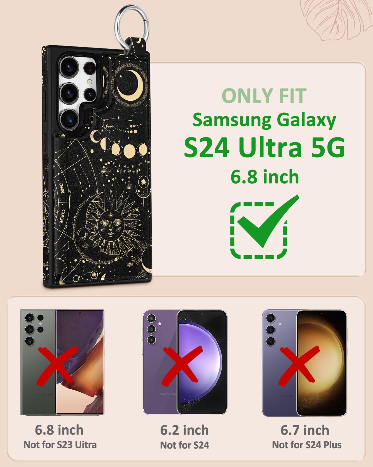 Shorogyt for Samsung Galaxy S24 Ultra Wallet Case with Card Holder, Designer Constellation Pattern Kickstand Magnetic Clasp Back Flip Folio Leather Phone Cases for S24 Ultra for Women Men Girls