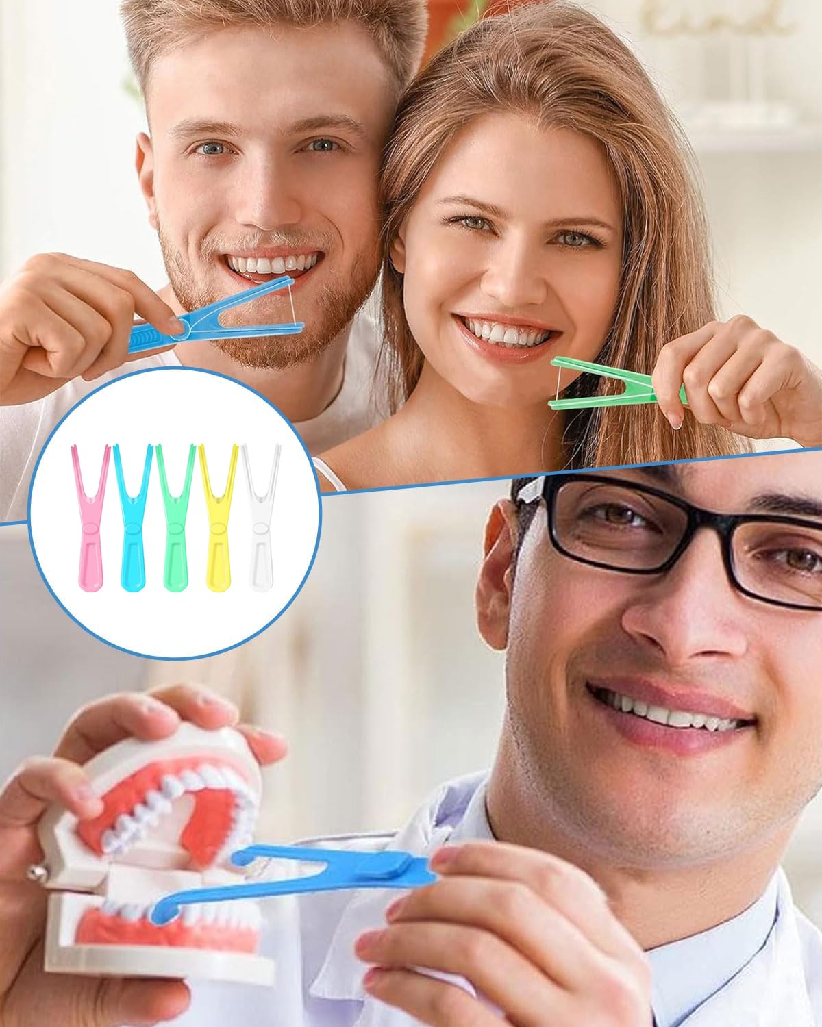 5PCS Porte-Fil Dentaire Réutilisable, Nettoyage des Dents Support de Fil Dentaire, Floss Pick Produits en Forme de Y, Nettoyage Interdentaire Support de Remplacement pour Dental Floss