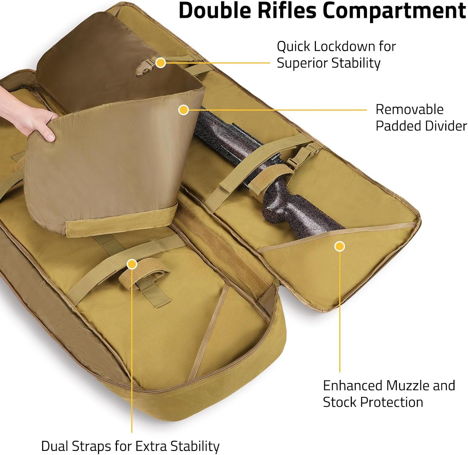CVLIFE 36" 42" 46'' Soft Rifle Case Triple Layered Double Rifle Bag, Oversized Long Gun Bag with Lockable Zipper and Backpack Strap, Rifle Backpack Gun Case for Outdoor Hunting Shooting Range