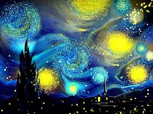 LXTONG Van Gogh - Kit de pintura de diamantes de cielo estrellado 5D, juego completo de pintura de diamantes redondos de noche estrellada, puntos de