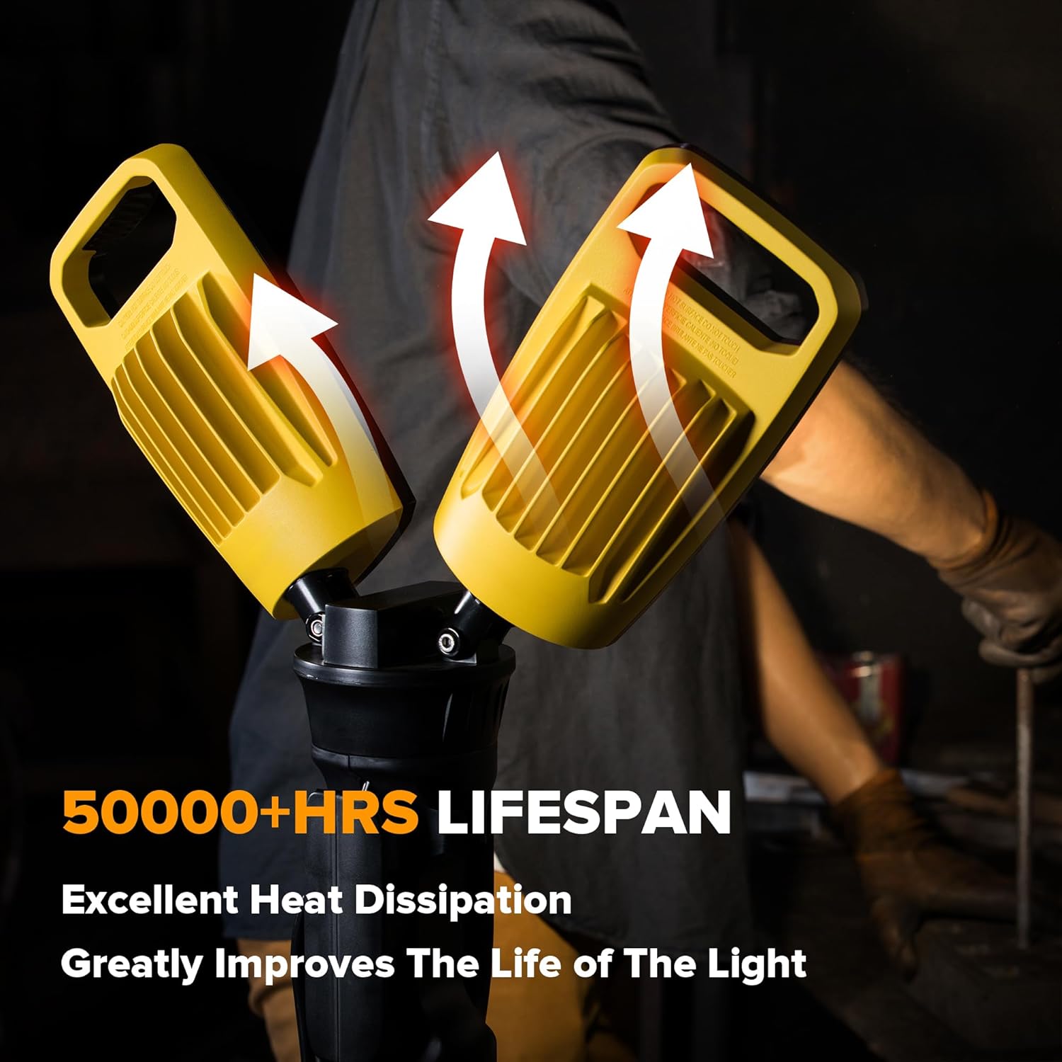 LUTEC Work Light with Stand, 12000 Lumen Dual-Head LED Work Light with Telescoping Tripod, Portable Corded LED Job Site Lighting 5000K 100W Indoor Outdoor Lighting - Image 7