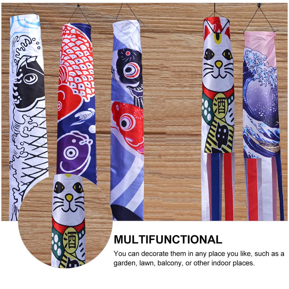 YARNOW Drapeau Décoratif Japonais Carp Koinobori Manche À Air 27.6 Pouces pour Décoration Extérieure Intérieure Sushi Bar Jardin