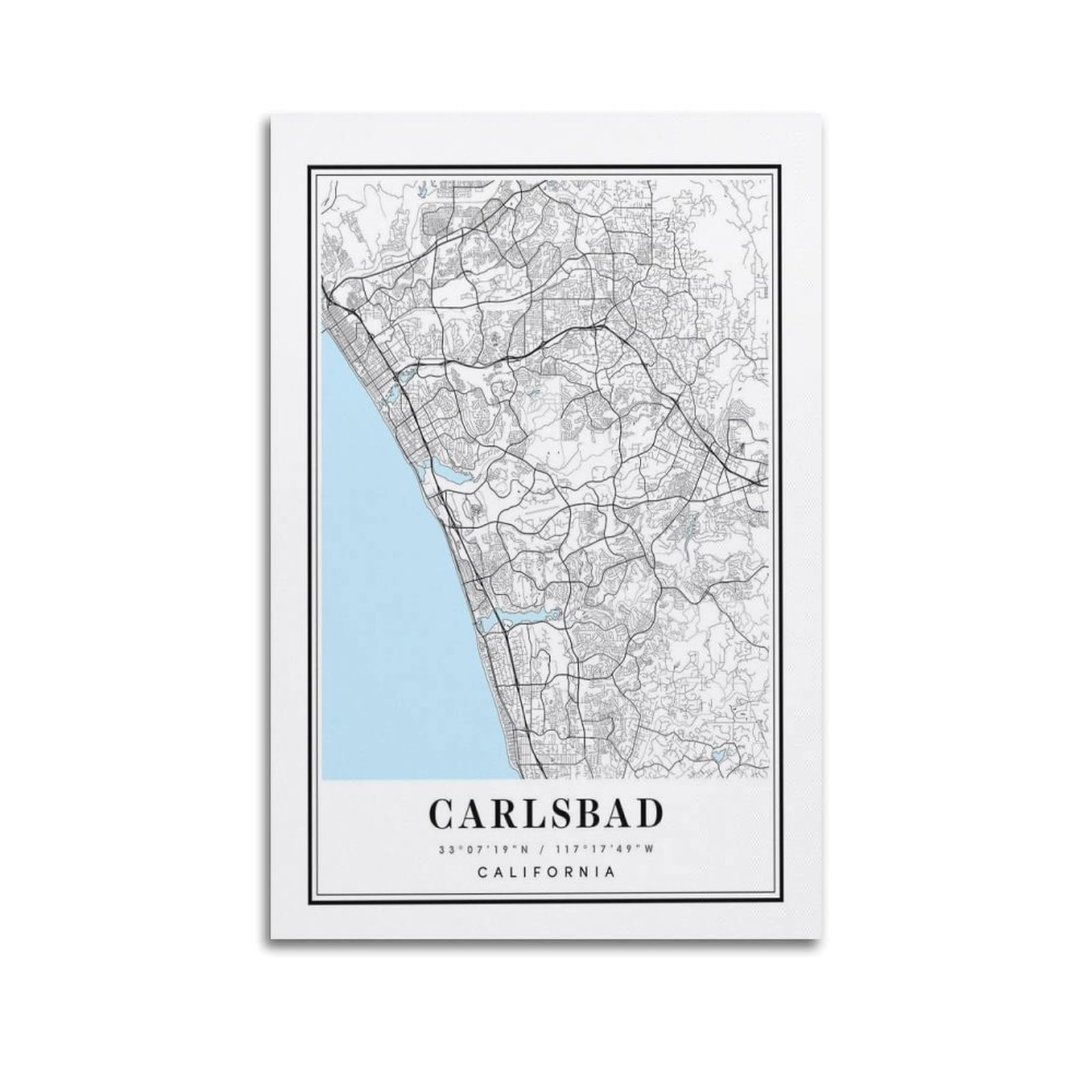 xiaoxiaoshen Carlsbad California Map Canvas Poster Wall Art Prints Room Aesthetic Murals Bedroom And Living Decorations 20x30inch(50x75cm)