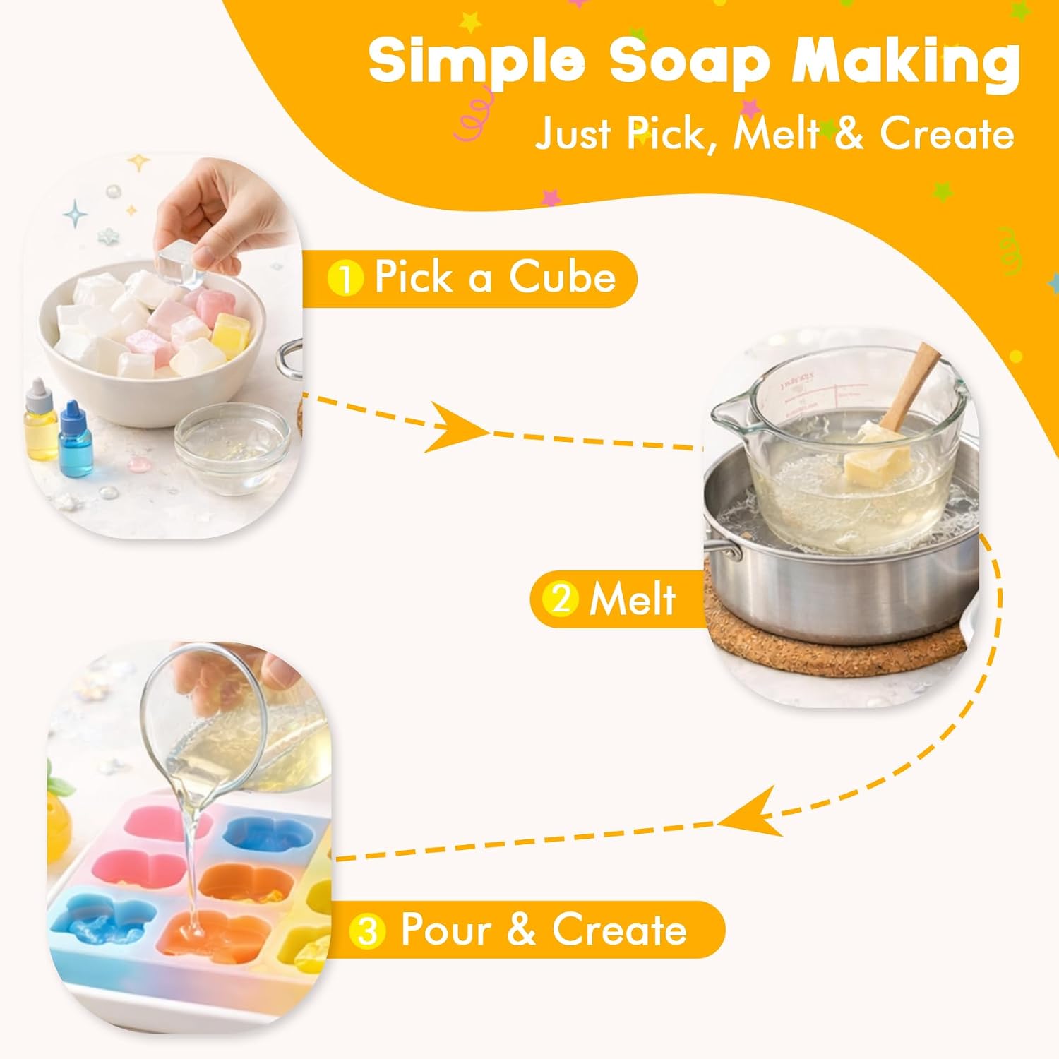 14.1oz Clear Glycerin Soap Base Cubes Pre-Cut Soap Blocks, Melt and Pour Soap Base for DIY Soap Making, Beginners & Small Batch Crafts (Transparent)